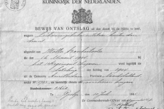 Ontslag uit militaire dienst 1915