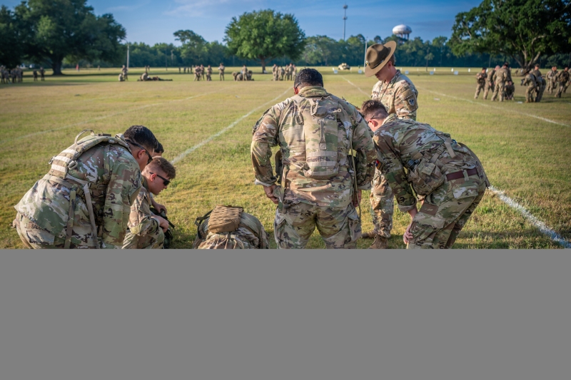 The 2025 Gainey Cup Best Scout Squad Competition wraps up with the Final Charge on York Field May 1, 2025 on Fort Benning, Georgia. Teams completed a series of mentally and physically challenging tasks after a 2 mile run. (U.S. Army photo by Patrick A. Albright)