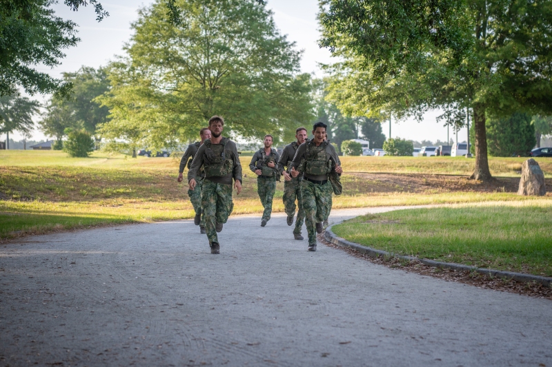 The 2025 Gainey Cup Best Scout Squad Competition wraps up with the Final Charge on York Field May 1, 2025 on Fort Benning, Georgia. Teams completed a series of mentally and physically challenging tasks after a 2 mile run. (U.S. Army photo by Patrick A. Albright)
