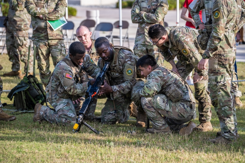 The 2025 Gainey Cup Best Scout Squad Competition wraps up with the Final Charge on York Field May 1, 2025 on Fort Benning, Georgia. Teams completed a series of mentally and physically challenging tasks after a 2 mile run. (U.S. Army photo by Patrick A. Albright)
