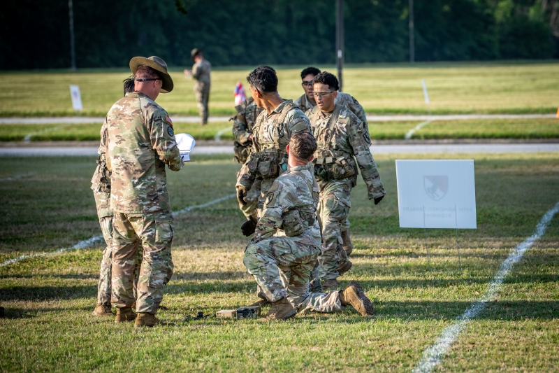 The 2025 Gainey Cup Best Scout Squad Competition wraps up with the Final Charge on York Field May 1, 2025 on Fort Benning, Georgia. Teams completed a series of mentally and physically challenging tasks after a 2 mile run. (U.S. Army photo by Patrick A. Albright)