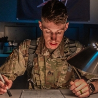 Scout teams from across the globe compete in the 2025 Gainey Cup Best Scout Squad Competition in the Call for Fire event April 28, 2025, at Clarke Simulation Center, on Fort Benning, Georgia. During the Call for Fire event, Scout teams conduct missions by calling for fire on simulated targets. (U.S. Army photo by Joey Rhodes II)