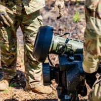 Scout teams from across the globe compete in the 2025 Gainey Cup Best Scout Squad Competition in the Round Robin Proficiency Skills Lanes event April 29, 2025, on Fort Benning, Georgia. During this event, Scout teams Simulate javelin live fire, medical skills lane, and dissassemble/reassemble M4/.240/.50 cal weapons. (U.S. Army photo by Daniel Marble)
