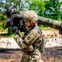 Scout teams from across the globe compete in the 2025 Gainey Cup Best Scout Squad Competition in the Round Robin Proficiency Skills Lanes event April 29, 2025, on Fort Benning, Georgia. During this event, Scout teams Simulate javelin live fire, medical skills lane, and dissassemble/reassemble M4/.240/.50 cal weapons. (U.S. Army photo by Daniel Marble)