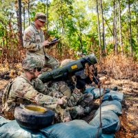 Scout teams from across the globe compete in the 2025 Gainey Cup Best Scout Squad Competition in the Round Robin Proficiency Skills Lanes event April 29, 2025, on Fort Benning, Georgia. During this event, Scout teams Simulate javelin live fire, medical skills lane, and dissassemble/reassemble M4/.240/.50 cal weapons. (U.S. Army photo by Daniel Marble)