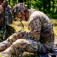 Scout teams from across the globe compete in the 2025 Gainey Cup Best Scout Squad Competition in the Round Robin Proficiency Skills Lanes event April 29, 2025, on Fort Benning, Georgia. During this event, Scout teams Simulate javelin live fire, medical skills lane, and dissassemble/reassemble M4/.240/.50 cal weapons. (U.S. Army photo by Daniel Marble)