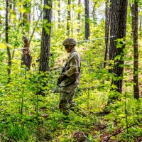 Scout teams from across the globe compete in the 2025 Gainey Cup Best Scout Squad Competition in the Round Robin Proficiency Skills Lanes event April 29, 2025, on Fort Benning, Georgia. During this event, Scout teams Simulate javelin live fire, medical skills lane, and dissassemble/reassemble M4/.240/.50 cal weapons. (U.S. Army photo by Daniel Marble)