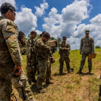 Scout teams from across the globe compete in the 2025 Gainey Cup Best Scout Squad Competition in the round robin proficiency skills lanes event April 30, 2025, on Fort Benning, Georgia. During this event, scout teams simulate javelin live fire, medical skills lane, and disassemble/reassemble M4/.240/.50 cal weapons. (U.S. Army photo by Joey Rhodes II)