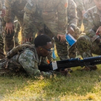 The 2025 Gainey Cup Best Scout Squad Competition wraps up with the Final Charge on York Field May 1, 2025 on Fort Benning, Georgia. Teams completed a series of mentally and physically challenging tasks after a 2 mile run. (U.S. Army photo by Joey Rhodes II)