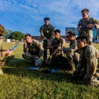 The 2025 Gainey Cup Best Scout Squad Competition wraps up with the Final Charge on York Field May 1, 2025 on Fort Benning, Georgia. Teams completed a series of mentally and physically challenging tasks after a 2 mile run. (U.S. Army photo by Joey Rhodes II)