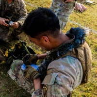 The 2025 Gainey Cup Best Scout Squad Competition wraps up with the Final Charge on York Field May 1, 2025 on Fort Benning, Georgia. Teams completed a series of mentally and physically challenging tasks after a 2 mile run. (U.S. Army photo by Joey Rhodes II)