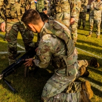 The 2025 Gainey Cup Best Scout Squad Competition wraps up with the Final Charge on York Field May 1, 2025 on Fort Benning, Georgia. Teams completed a series of mentally and physically challenging tasks after a 2 mile run. (U.S. Army photo by Joey Rhodes II)