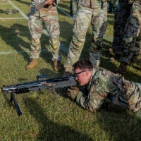 The 2025 Gainey Cup Best Scout Squad Competition wraps up with the Final Charge on York Field May 1, 2025 on Fort Benning, Georgia. Teams completed a series of mentally and physically challenging tasks after a 2 mile run. (U.S. Army photo by Joey Rhodes II)