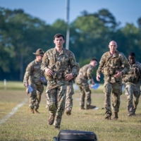 The 2025 Gainey Cup Best Scout Squad Competition wraps up with the Final Charge on York Field May 1, 2025 on Fort Benning, Georgia. Teams completed a series of mentally and physically challenging tasks after a 2 mile run. (U.S. Army photo by Patrick A. Albright)