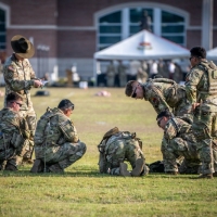 The 2025 Gainey Cup Best Scout Squad Competition wraps up with the Final Charge on York Field May 1, 2025 on Fort Benning, Georgia. Teams completed a series of mentally and physically challenging tasks after a 2 mile run. (U.S. Army photo by Patrick A. Albright)
