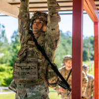 FORT BENNING, Ga. - Scout teams compete in the 2023 Gainey Cup Competition, May 3, 2023 at Fort Benning. Day three events included an obstacle course, and medical and commo lanes. (U.S. Army Photo by Patrick A. Albright, MCoE Photographer)